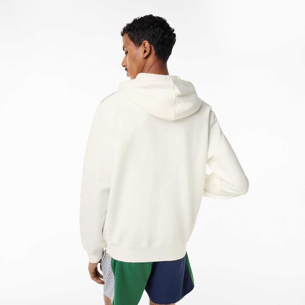 Lacoste Unbrushed Fleece Zipped Hoodie Blancas | 2916-ZIFBJ