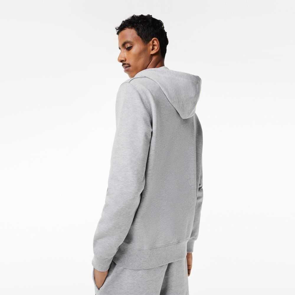 Lacoste Unbrushed Fleece Zipped Hoodie Gris | 7851-CPGVU