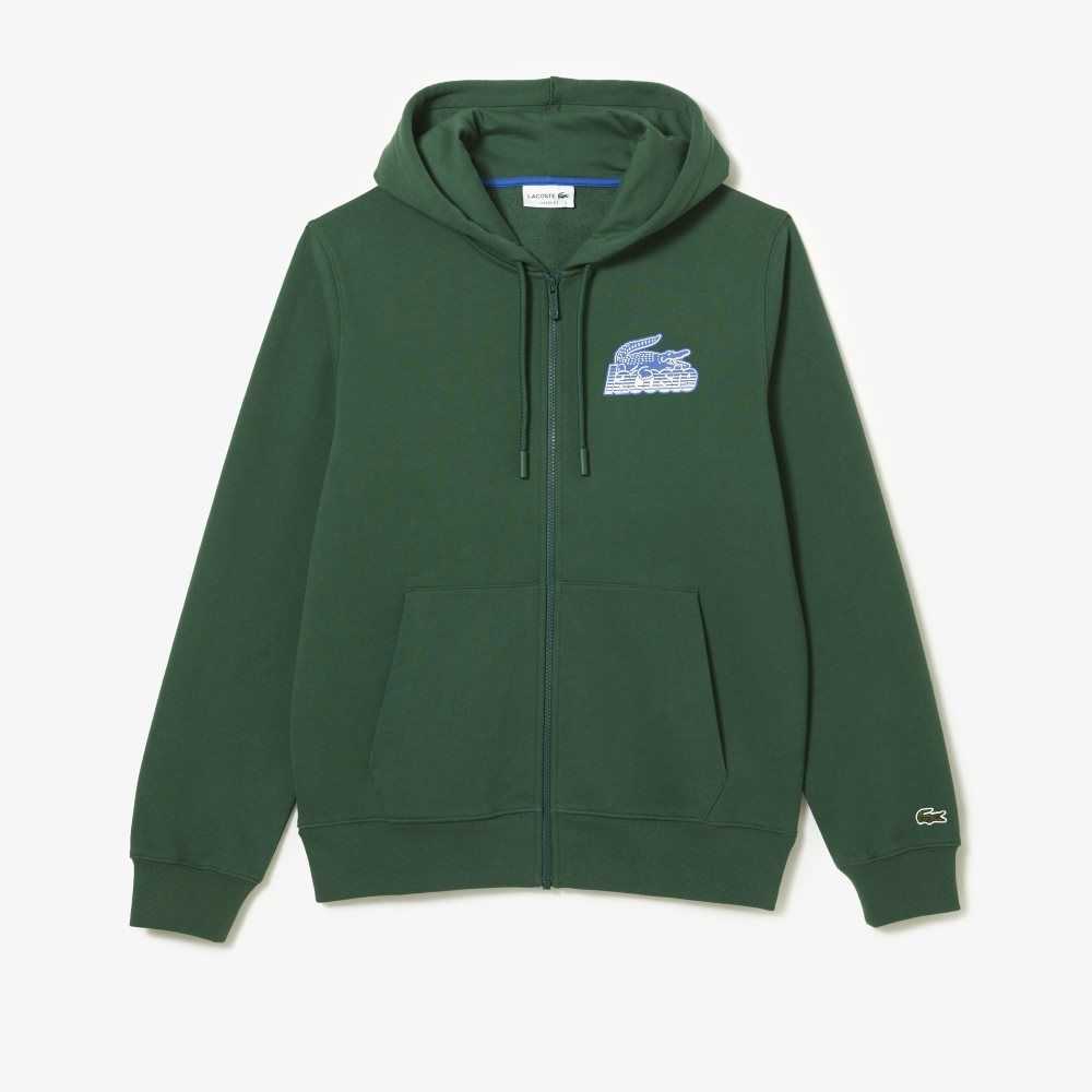 Lacoste Unbrushed Fleece Zipped Hoodie Verde | 4827-ZVXDG