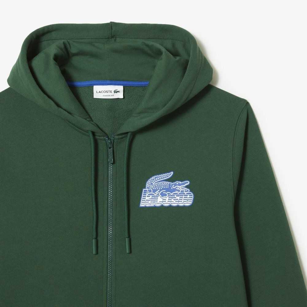 Lacoste Unbrushed Fleece Zipped Hoodie Verde | 4827-ZVXDG