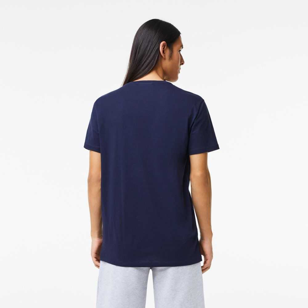 Lacoste V-Neck Pima Algodon Jersey Azul Marino Azules | 1293-OPGHA