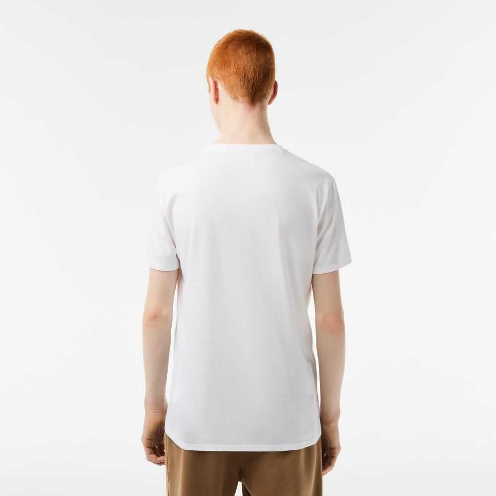 Lacoste V-Neck Pima Algodon Jersey Blancas | 7426-PFKHT