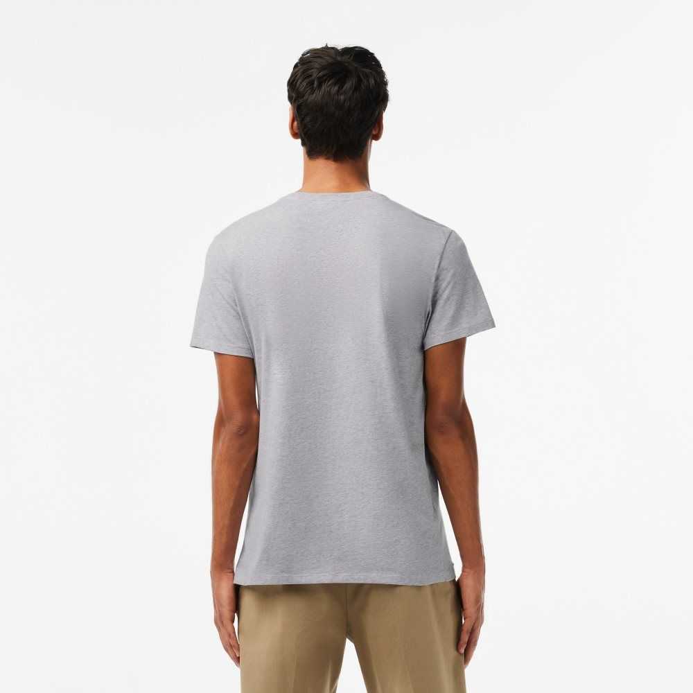 Lacoste V-Neck Pima Algodon Jersey Gris | 9504-ICXET