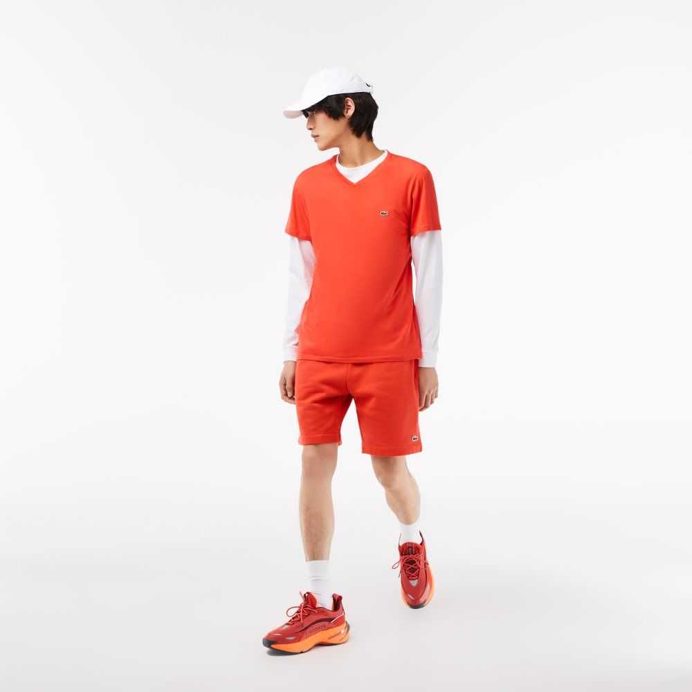 Lacoste V-Neck Pima Algodon Jersey Naranjas | 6280-ECOUY