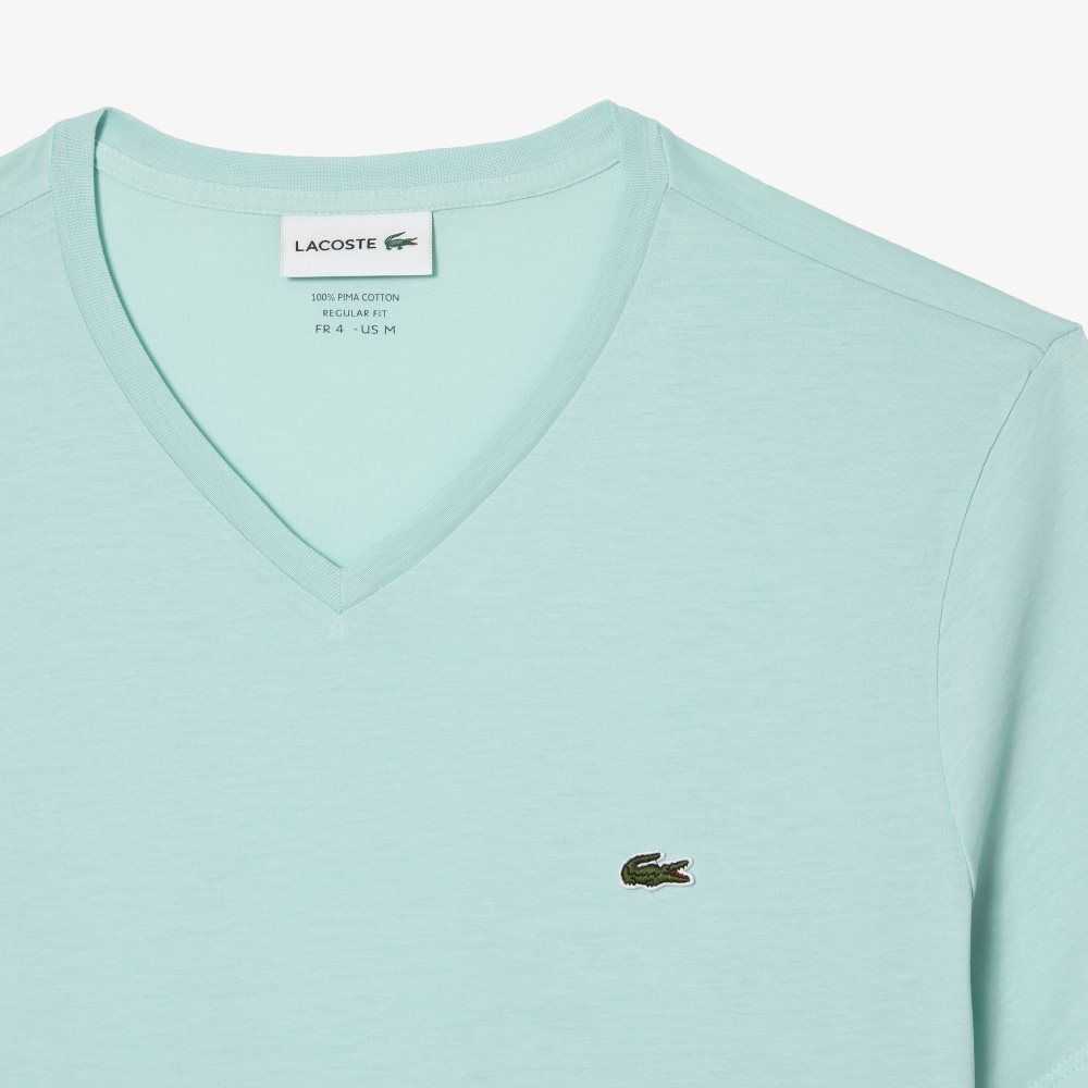 Lacoste V-Neck Pima Algodon Jersey Verde Menta | 9136-TYHCE