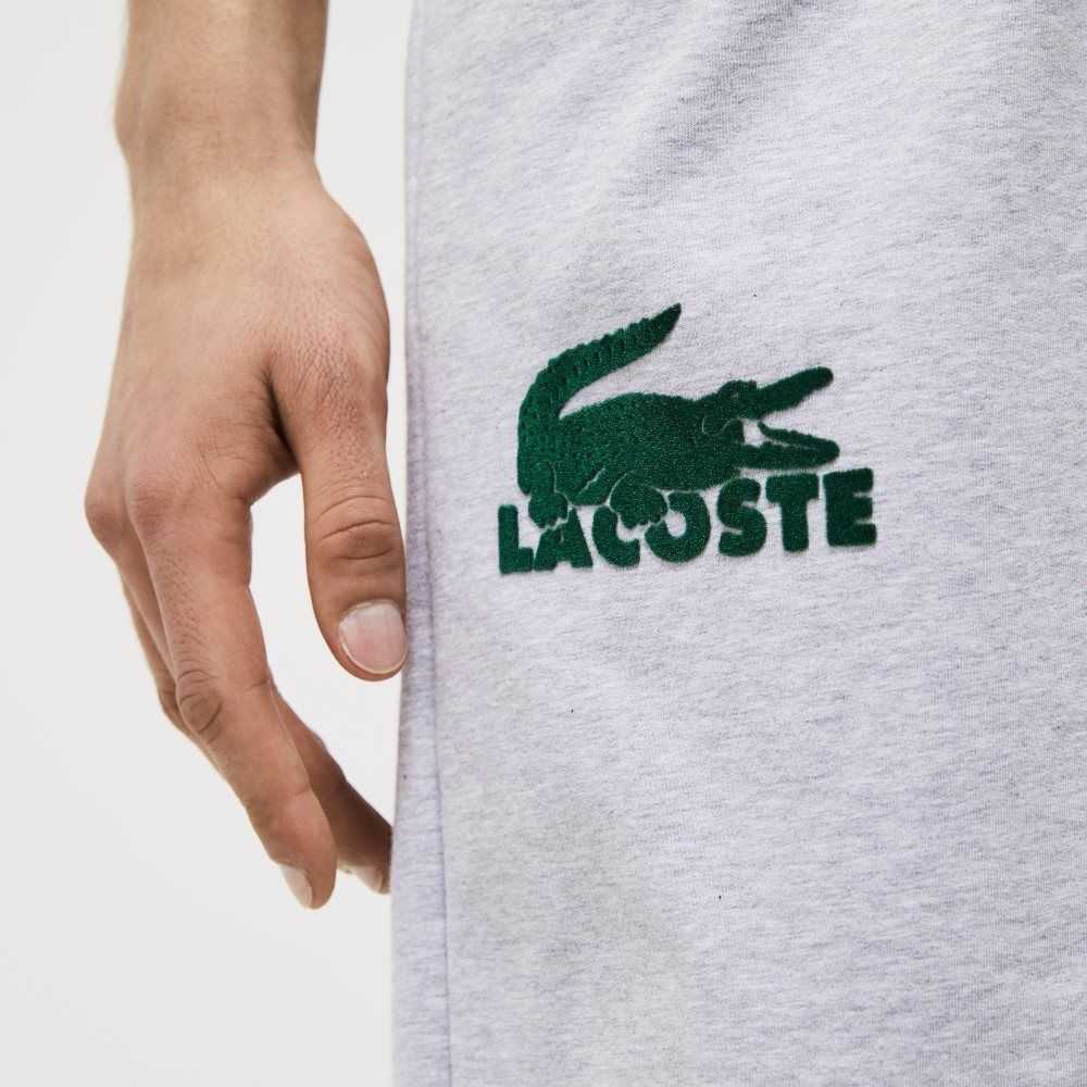 Lacoste Velour Crocodile Algodon Fleece Lounge Shorts Gris Verde | 3246-SOCGQ