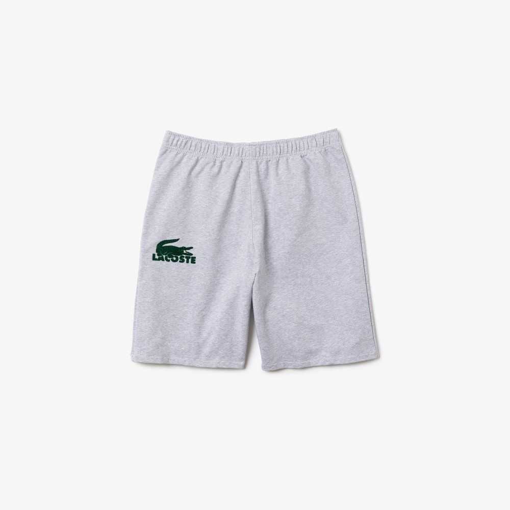 Lacoste Velour Crocodile Algodon Fleece Lounge Shorts Gris Verde | 3246-SOCGQ