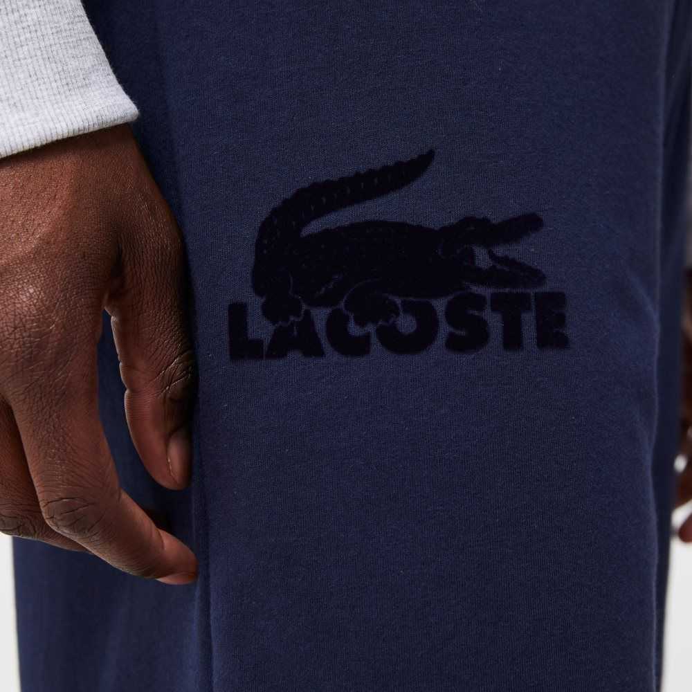 Lacoste Velour Crocodile Algodon Fleece Lounge Azul Marino Azules | 9347-QVBUS