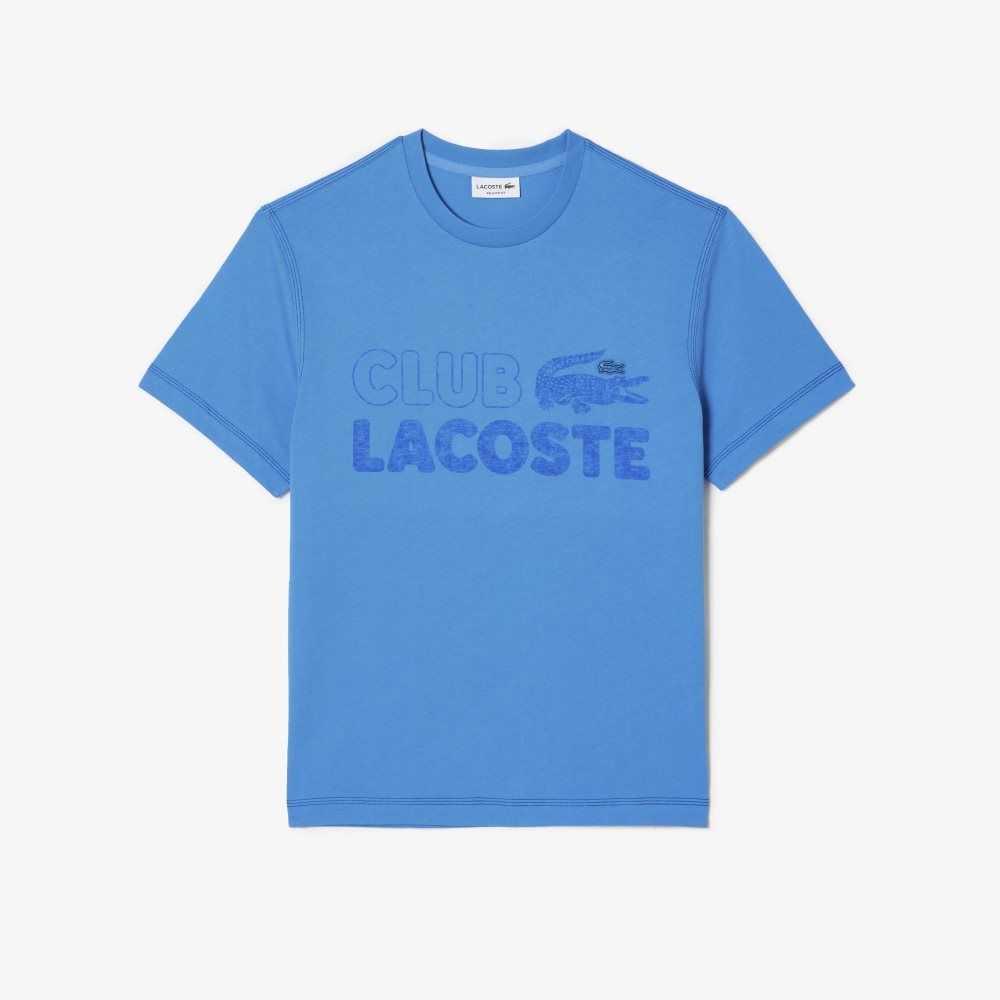 Lacoste Vintage Print Organic Algodon Azules | 9341-EJZKO