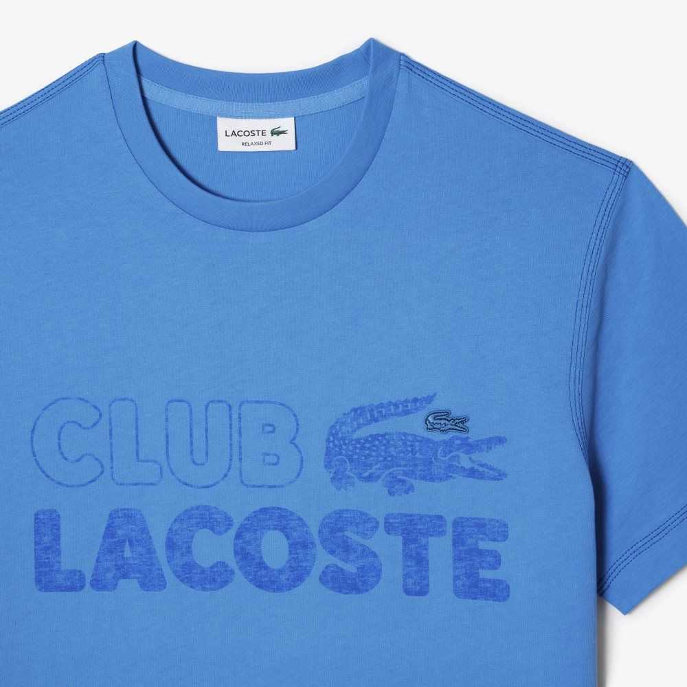 Lacoste Vintage Print Organic Algodon Azules | 9341-EJZKO