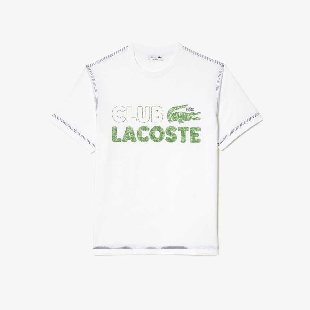 Lacoste Vintage Print Organic Algodon Blancas | 6570-PFYHI