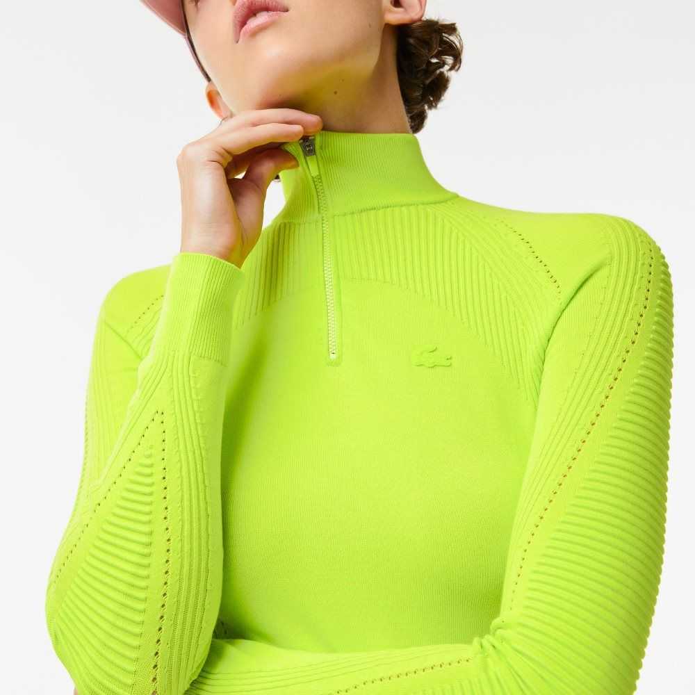 Lacoste Zip Neck Sueter Amarillo | 2095-FRYVB