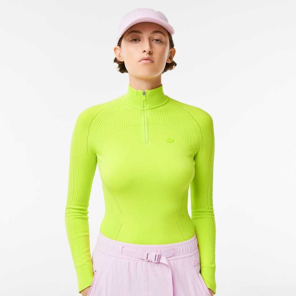 Lacoste Zip Neck Sueter Amarillo | 2095-FRYVB