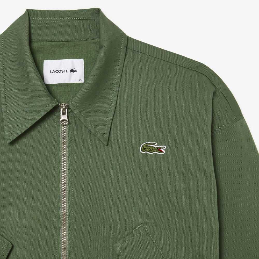 Lacoste Zipped Algodon Harrington Kaki Verde | 1923-RVOAW