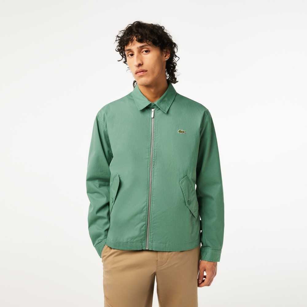 Lacoste Zippered Organic Algodon Gabardine Kaki Verde | 8492-CNPAK